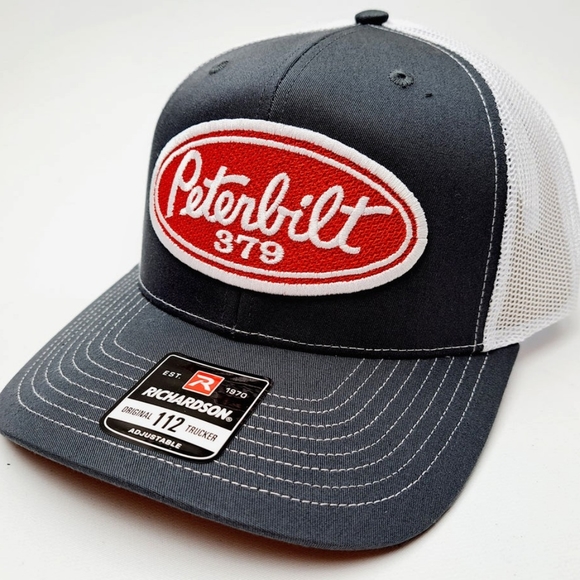 Handmade Accessories - Peterbilt 379 Trucks Retro Vintage Style Patch Trucker Hat Cap 80s Richardson